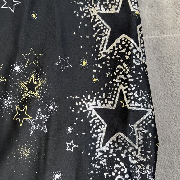 Victoria Secret Sport Leggings Size Large Black 7/8's Length Gold Silver Stars - Picture 2 of 11
